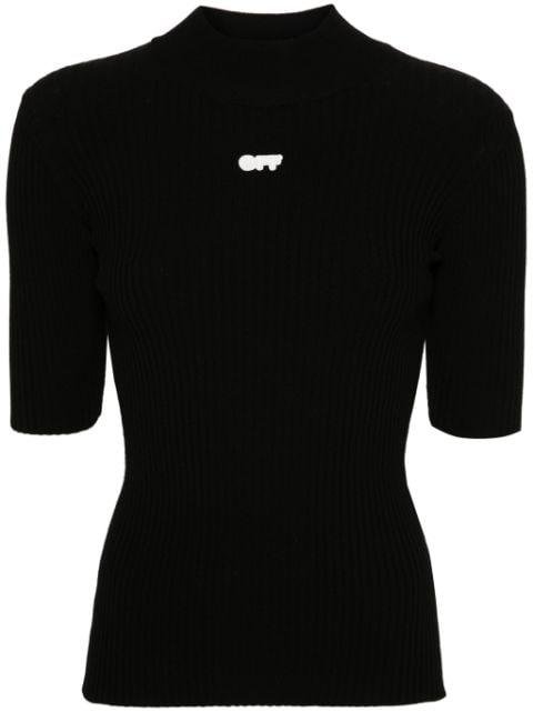 appliqué-logo ribbed-knit top by OFF-WHITE