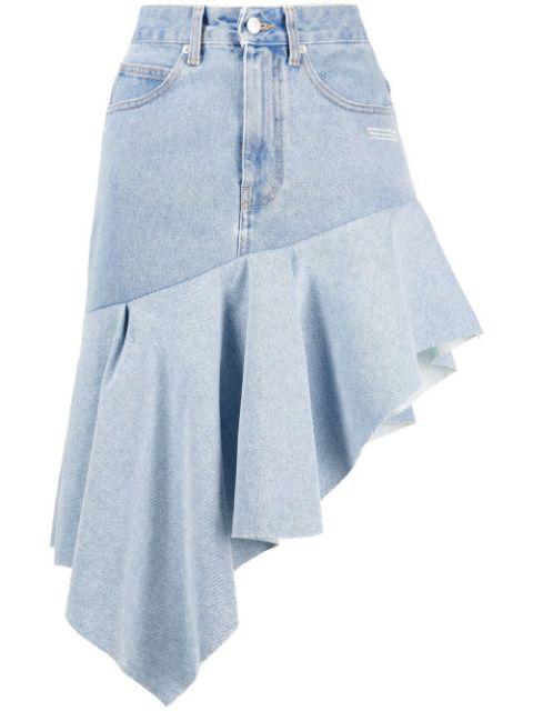 asymmetric ruffled denim skirt by OFF-WHITE