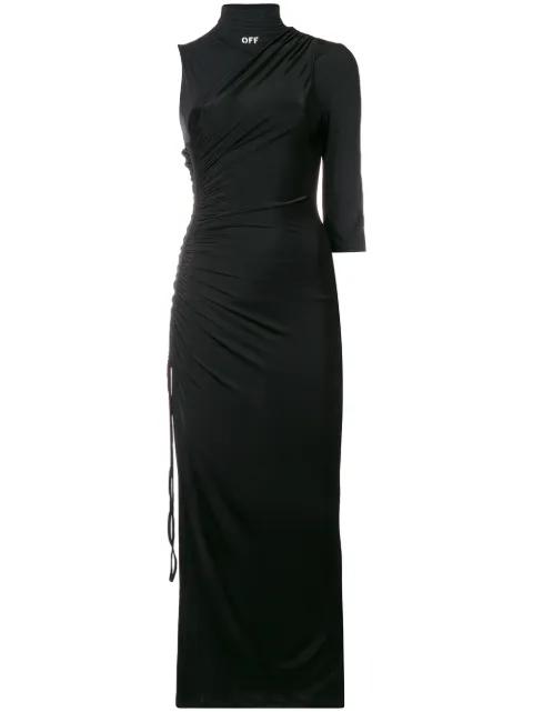 asymmetric-sleeve midi dress by OFF-WHITE