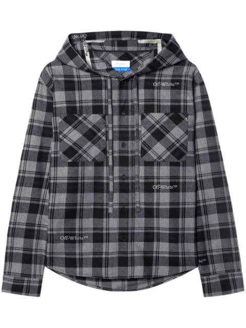 checked hoodied shirt by OFF-WHITE