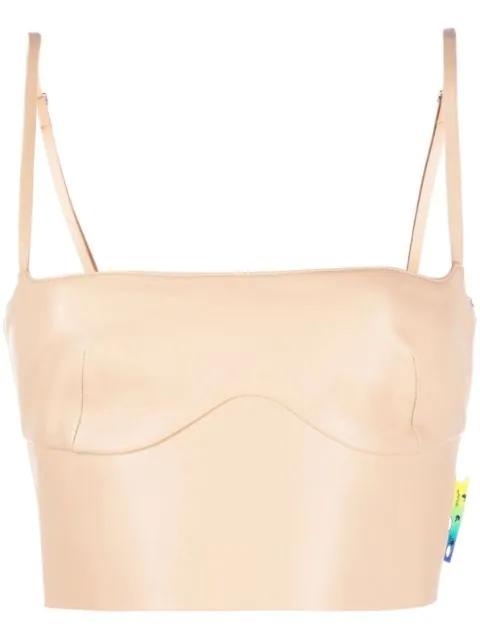 cropped leather bustier top by OFF-WHITE