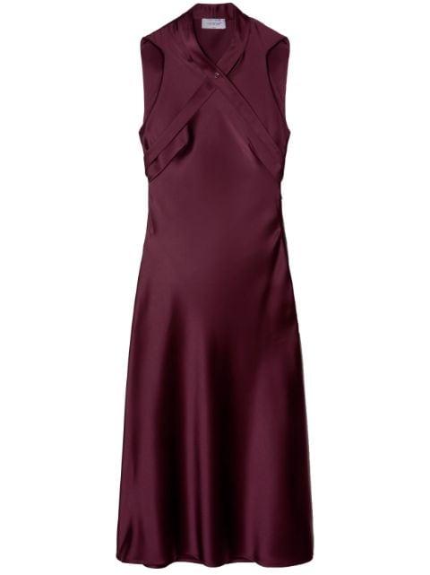 crossover-strap satin midi dress by OFF-WHITE