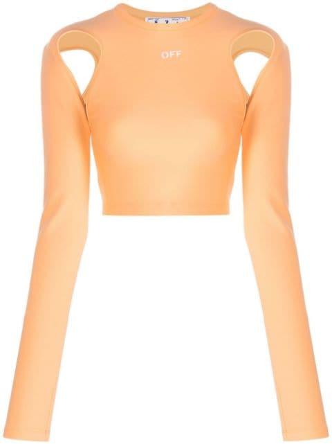 cut-out long-sleeve crop top by OFF-WHITE