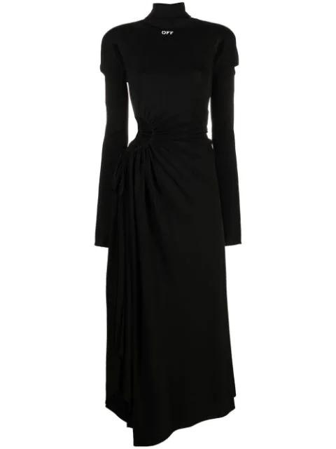 cut-out plissé panel long dress by OFF-WHITE