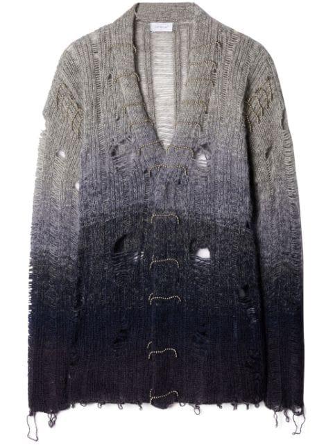 distressed mohair cardigan by OFF-WHITE