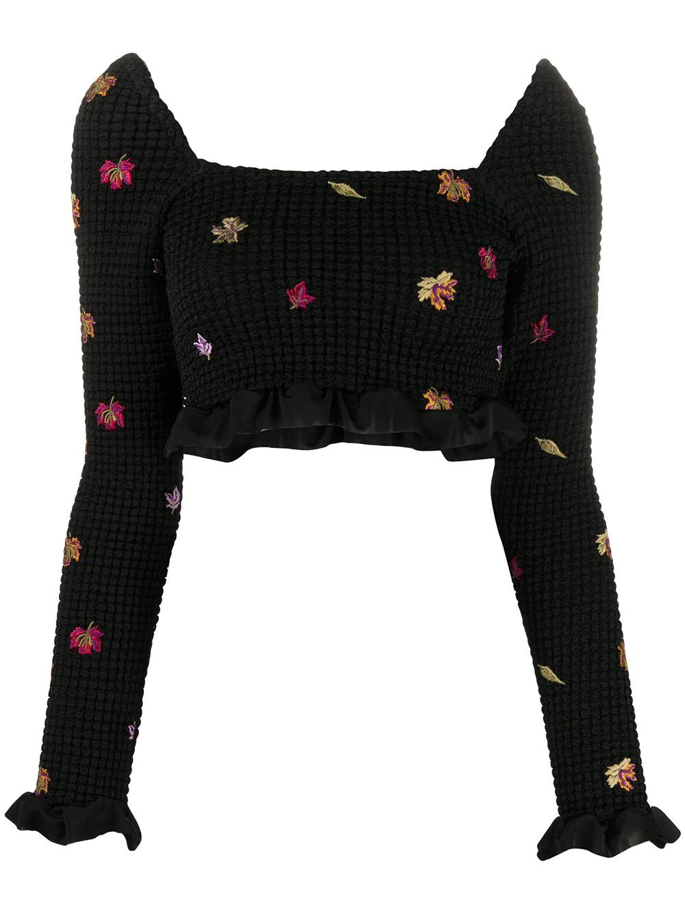 embroidered-leaves cropped top by OFF-WHITE