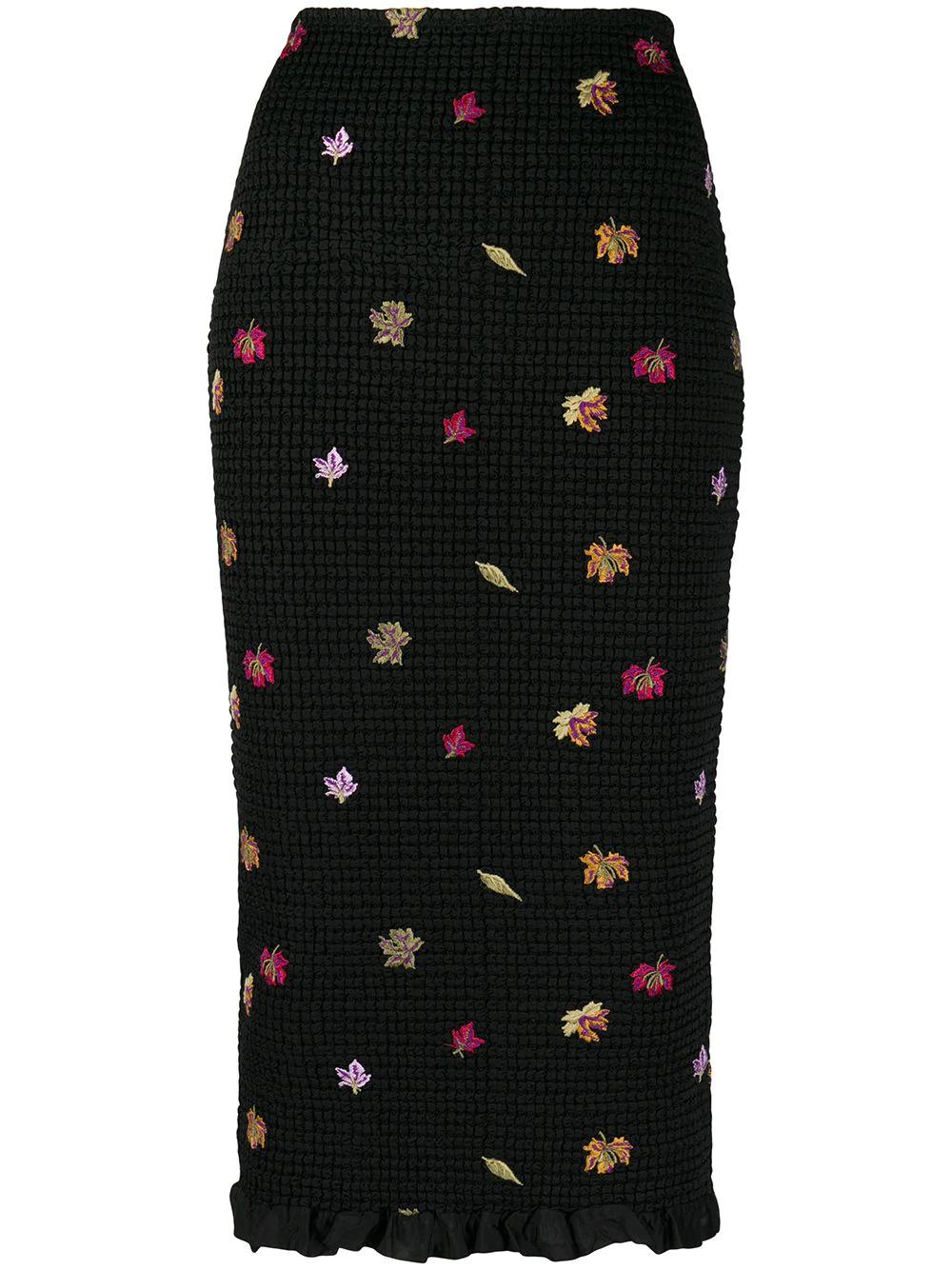 embroidered-leaves mid-length skirt by OFF-WHITE