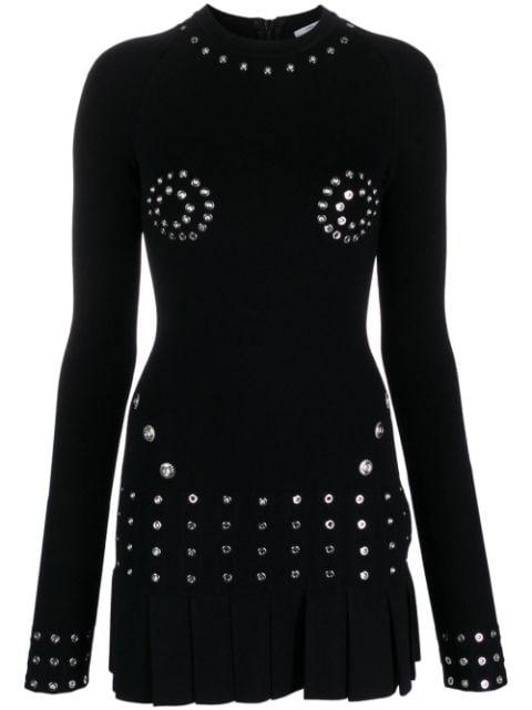 eyelet-embellished pleated minidress by OFF-WHITE