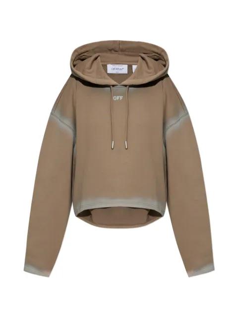 faded-effect cropped hoodie by OFF-WHITE