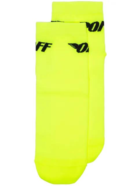 fluo yellow wing logo knitted ankle socks by OFF-WHITE