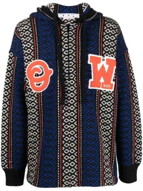 geometric-patterned alpaca-blend hoodie by OFF-WHITE