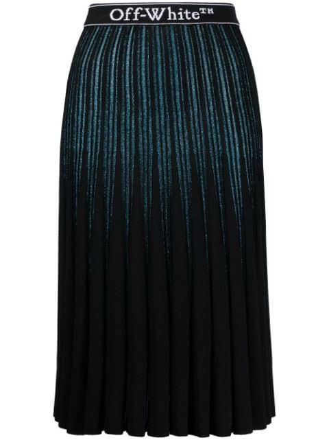 glitter-stripe pleated skirt by OFF-WHITE