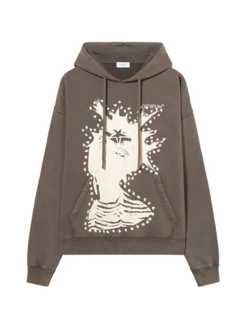 graphic-print drawstring hoodie by OFF-WHITE