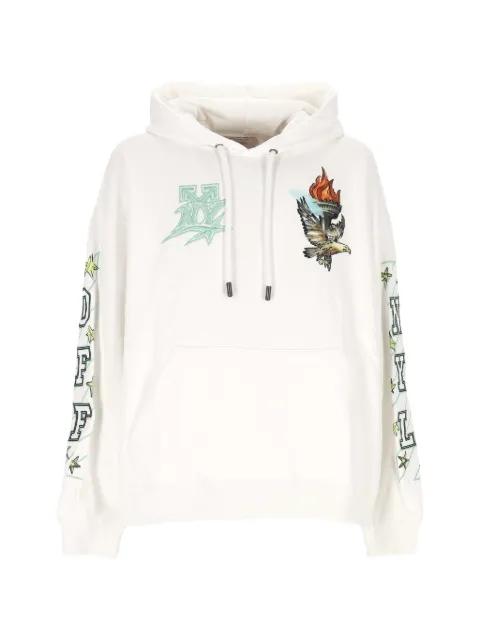 graphic-print drawstring hoodie by OFF-WHITE