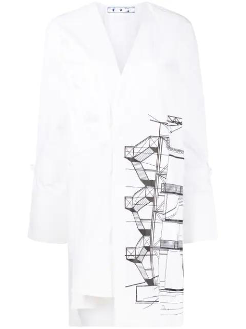 graphic-print tied-sleeves mini dress by OFF-WHITE