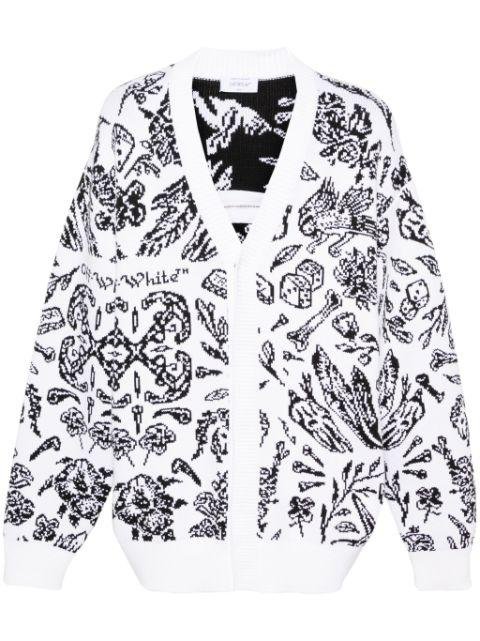 intarsia-knit V-neck cardi-coat by OFF-WHITE