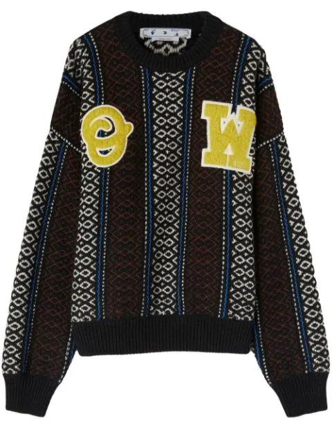 intarsia-knit logo-embellished jumper by OFF-WHITE