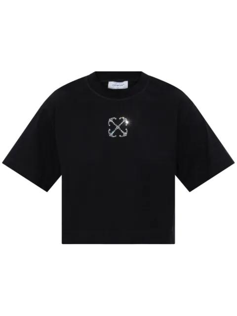 jewelled-logo cropped t-shirt by OFF-WHITE