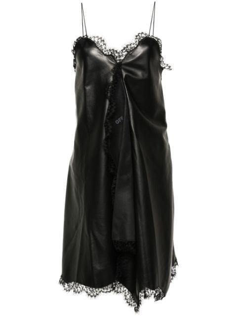 lace-trim leather dress by OFF-WHITE