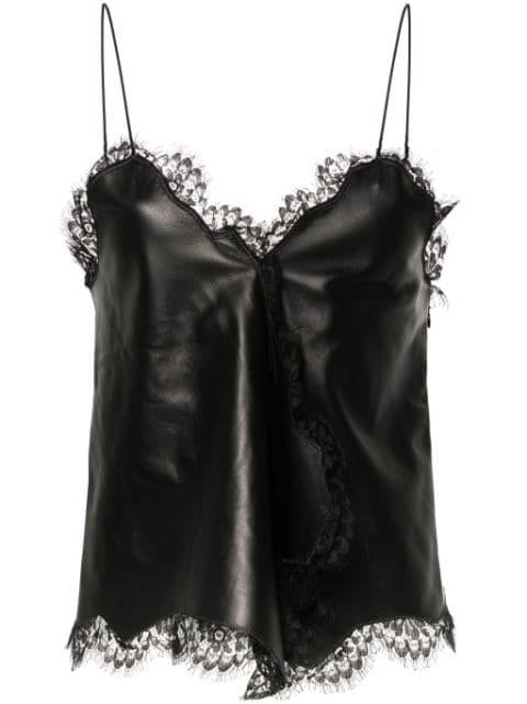 lace-trim leather top by OFF-WHITE