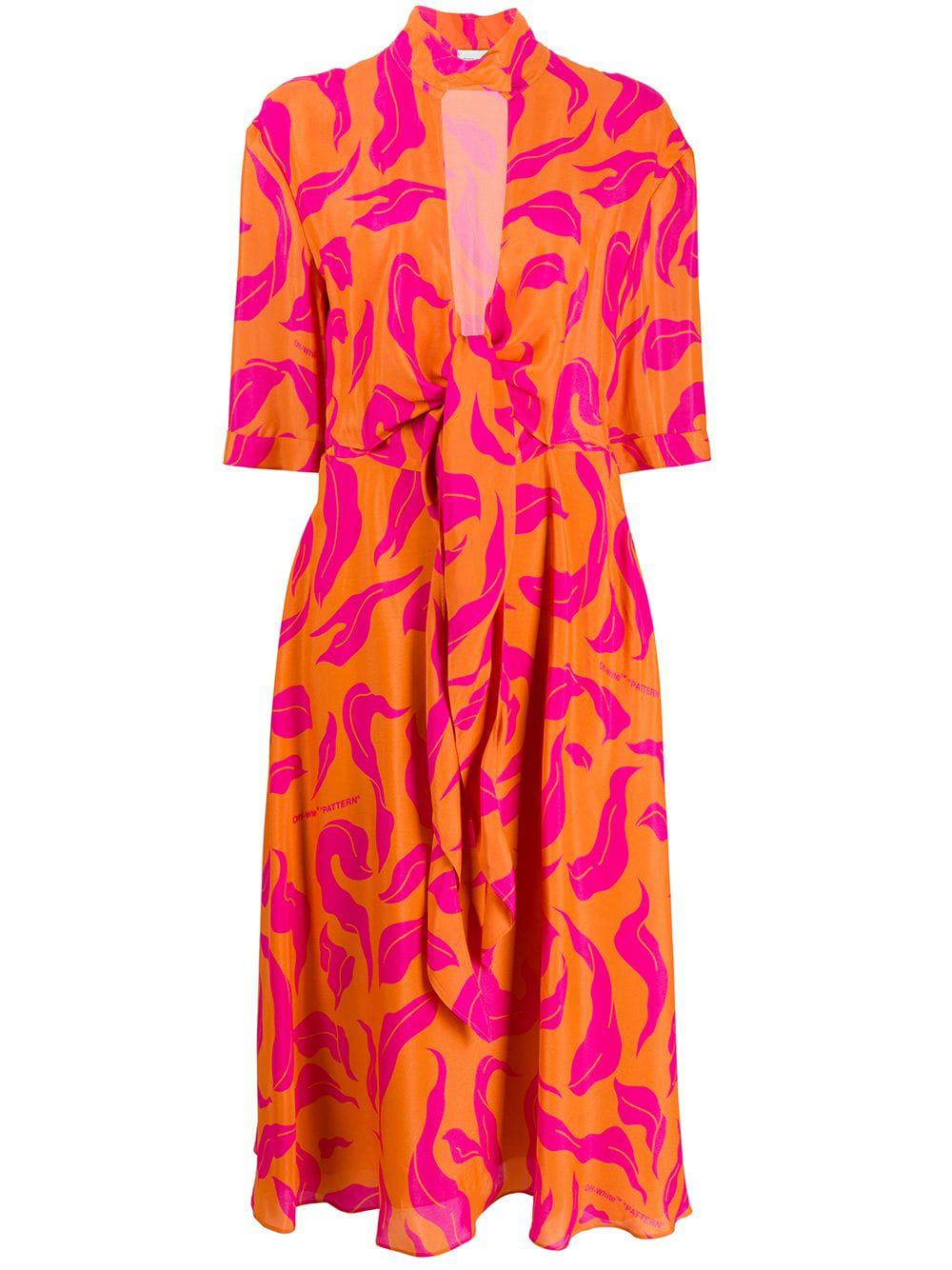leaf print plung dress by OFF-WHITE