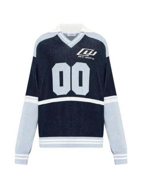 logo-detail V-neck sweater by OFF-WHITE