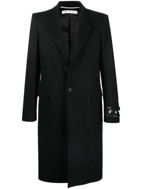 logo embellished single-breasted coat by OFF-WHITE