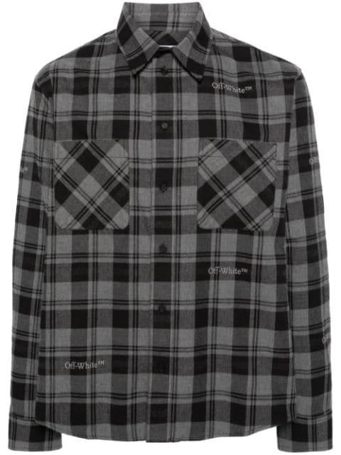 logo-embroidered checked cotton shirt by OFF-WHITE
