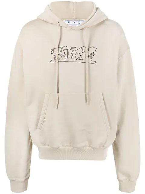 logo-embroidered cotton hoodie by OFF-WHITE