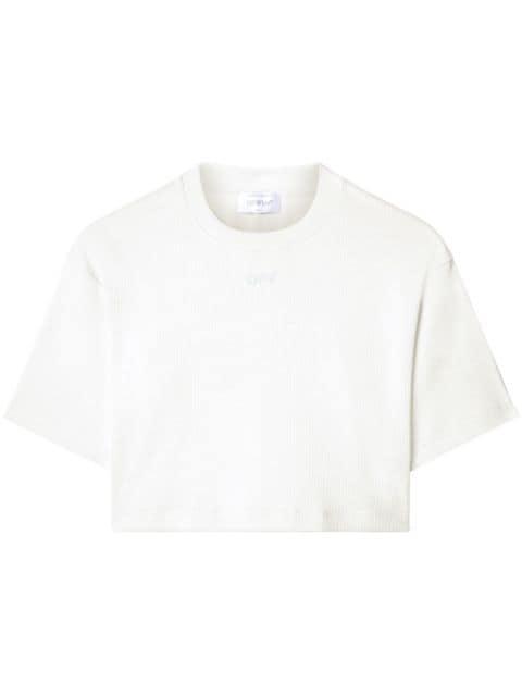 logo-embroidered cropped T-shirt by OFF-WHITE
