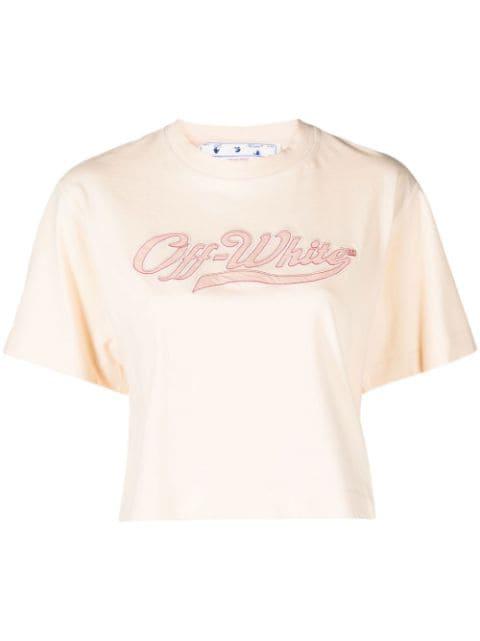 logo-embroidered cropped T-shirt by OFF-WHITE