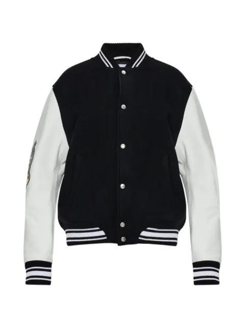 logo-embroidered leather-sleeve jacket by OFF-WHITE