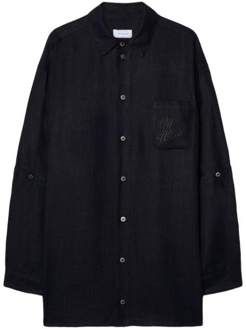 logo-embroidered panelled linen shirt jacket by OFF-WHITE