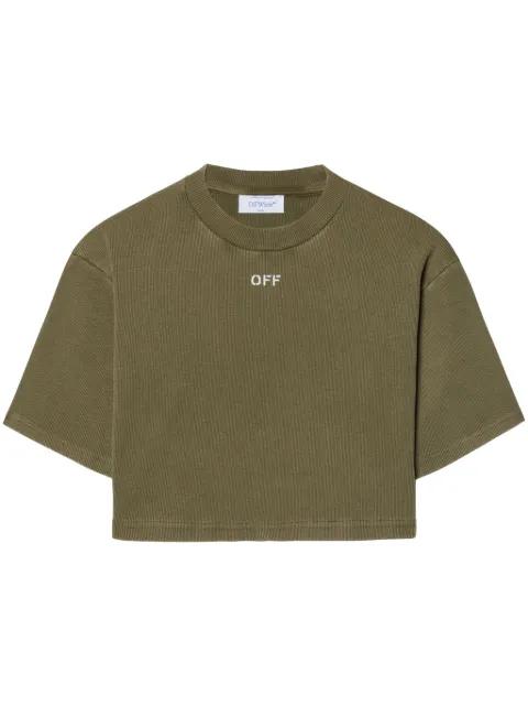 logo-embroidered ribbed T-shirt by OFF-WHITE