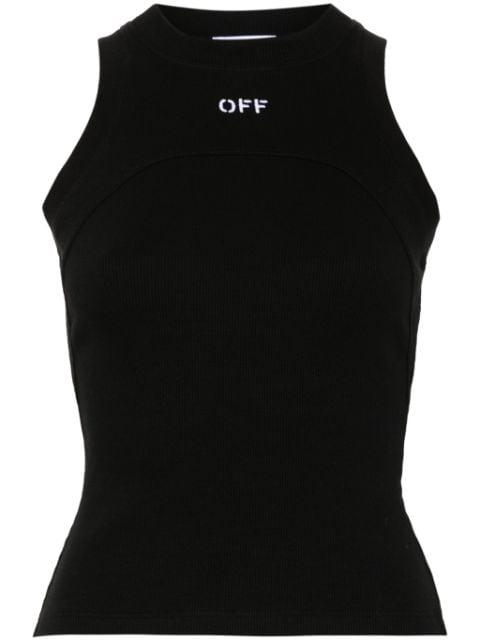 logo-embroidered ribbed tank top by OFF-WHITE