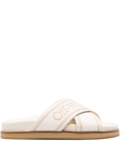 logo-embroidered slides by OFF-WHITE
