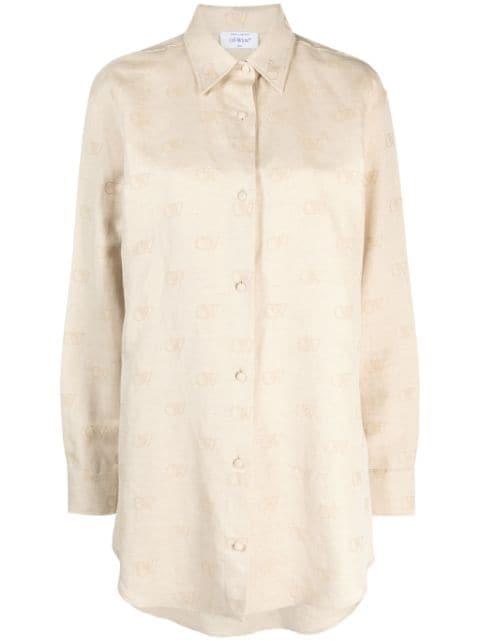 logo-jacquard cotton blend overshirt by OFF-WHITE