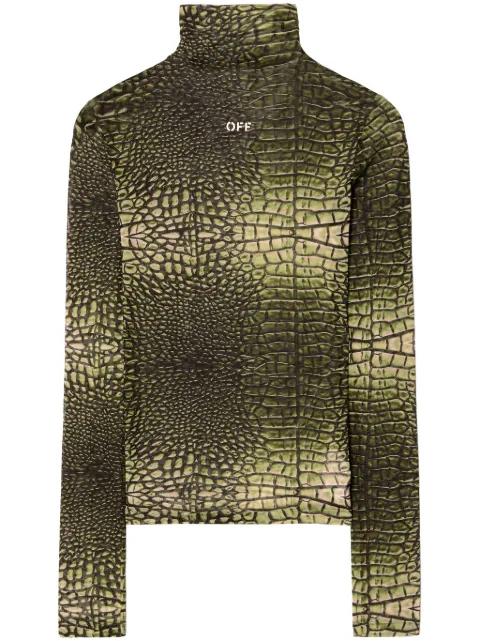 logo-print crocodile-effect T-shirt by OFF-WHITE
