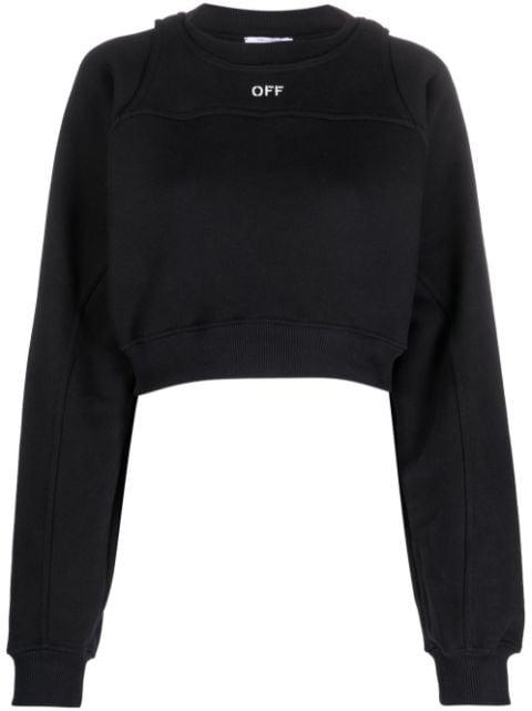 logo-print cropped cotton sweatshirt by OFF-WHITE