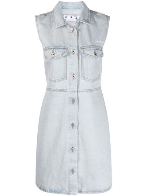 logo-print denim shirtdress by OFF-WHITE