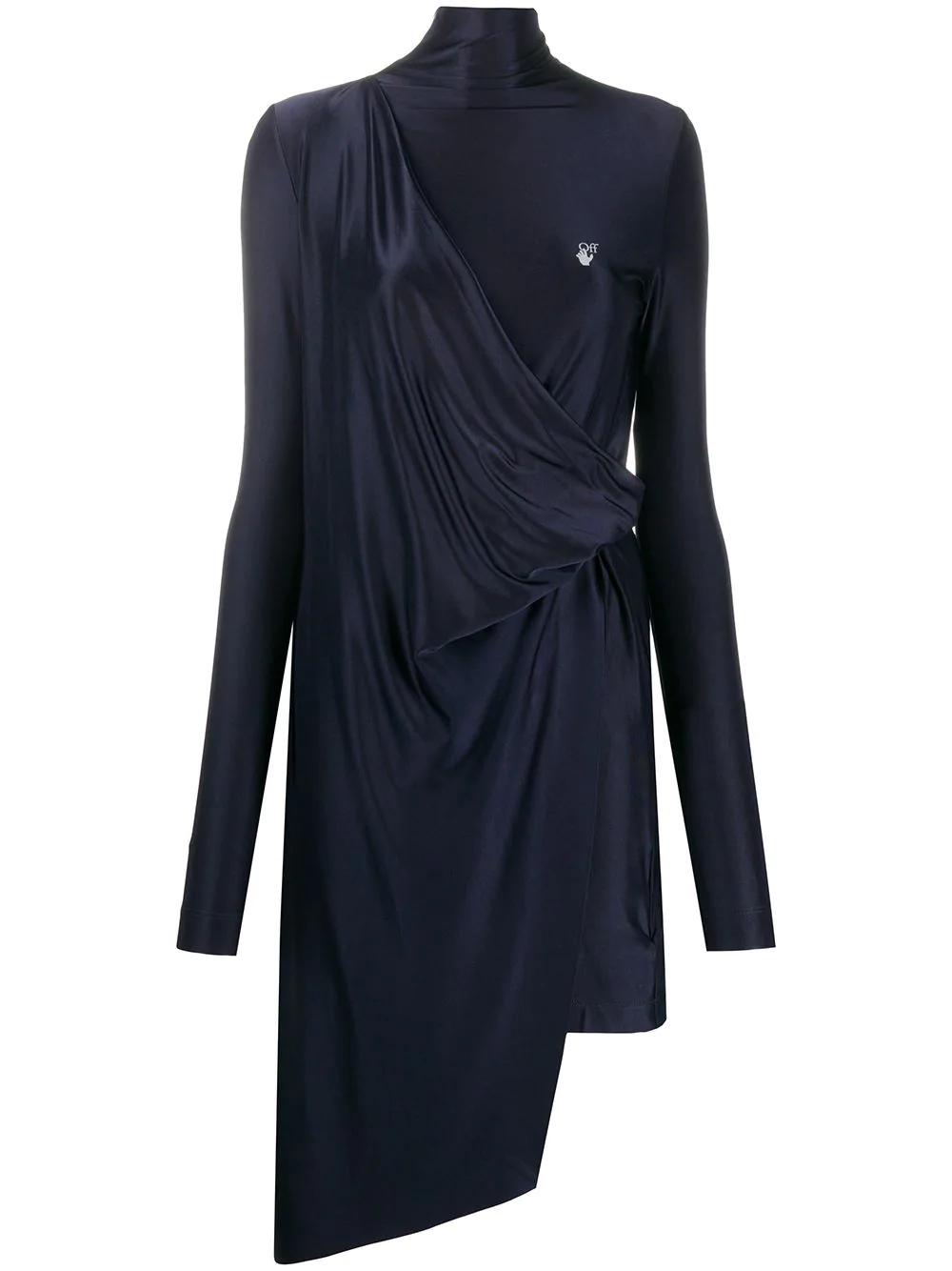 logo print draped asymmetric dress by OFF-WHITE