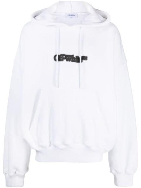 logo-print drawstring hoodie by OFF-WHITE