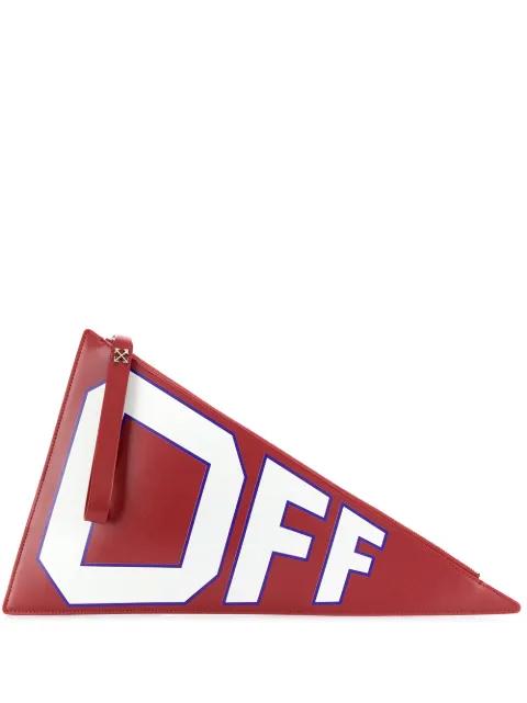 logo print flag shaped clutch by OFF-WHITE