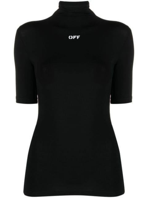 logo-print high-neck T-shirt by OFF-WHITE