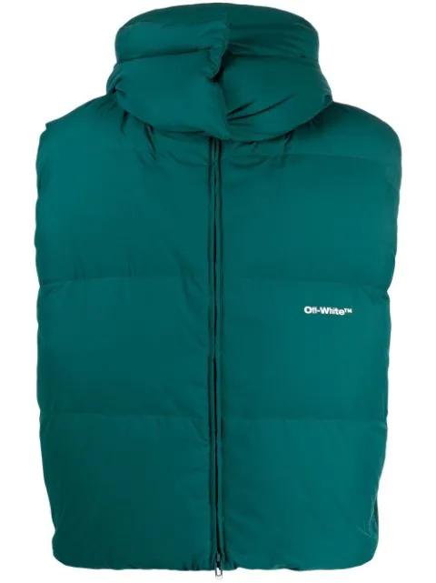 logo-print padded hoodied gilet by OFF-WHITE