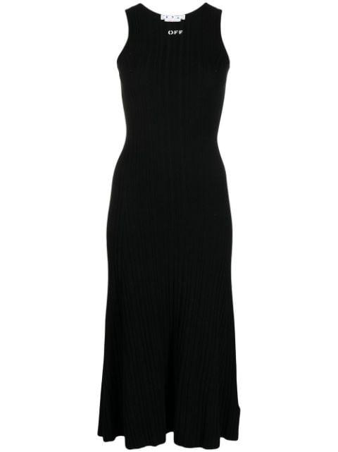logo-print ribbed midi dress by OFF-WHITE