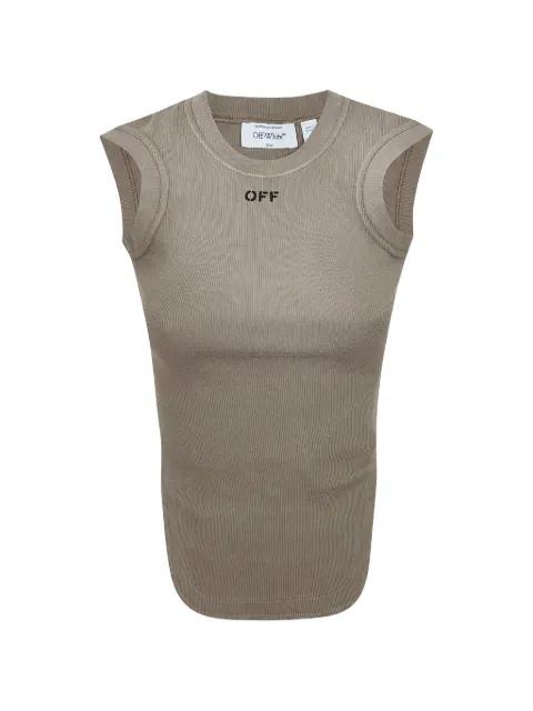 logo-print ribbed tank top by OFF-WHITE
