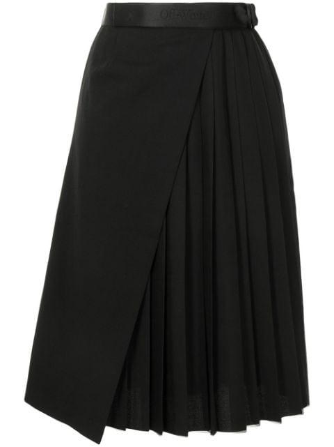 logo-tape detail pleated skirt by OFF-WHITE