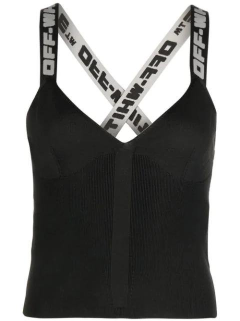 logo-tape knitted top by OFF-WHITE