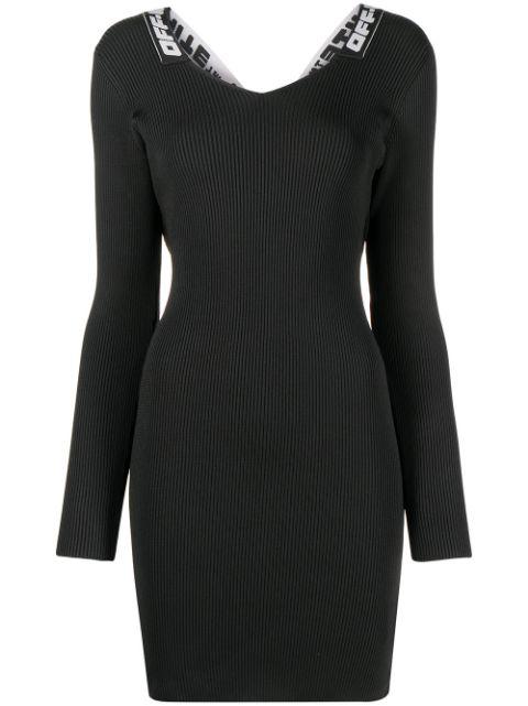 logo-tape ribbed dress by OFF-WHITE